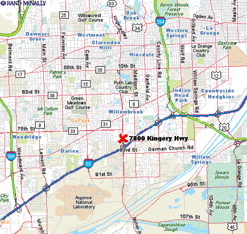 Map to Willowbrook Holiday Inn